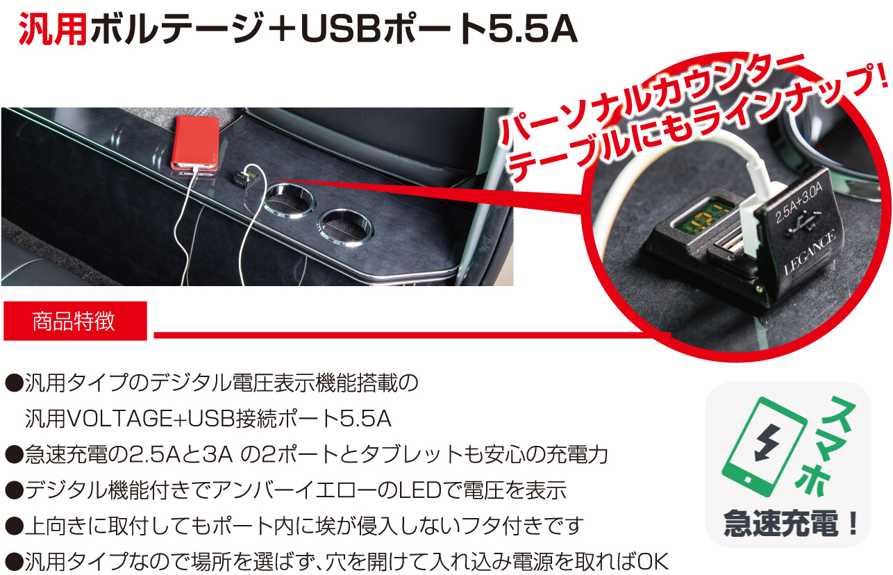 汎用ボルテージ＋USBポート5.5A